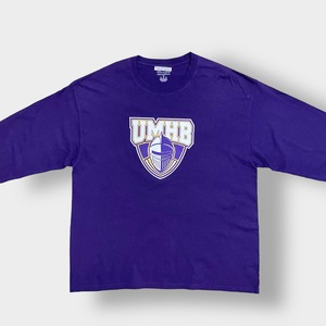 【Champion】カレッジロゴ UMHB メアリー・ハーディン・ベイラー大学 Mary Hardin-Baylor プリント ロンT ロングTシャツ 長袖Tシャツ チャンピオン X-LARGE ビッグサイズ パープル US古着