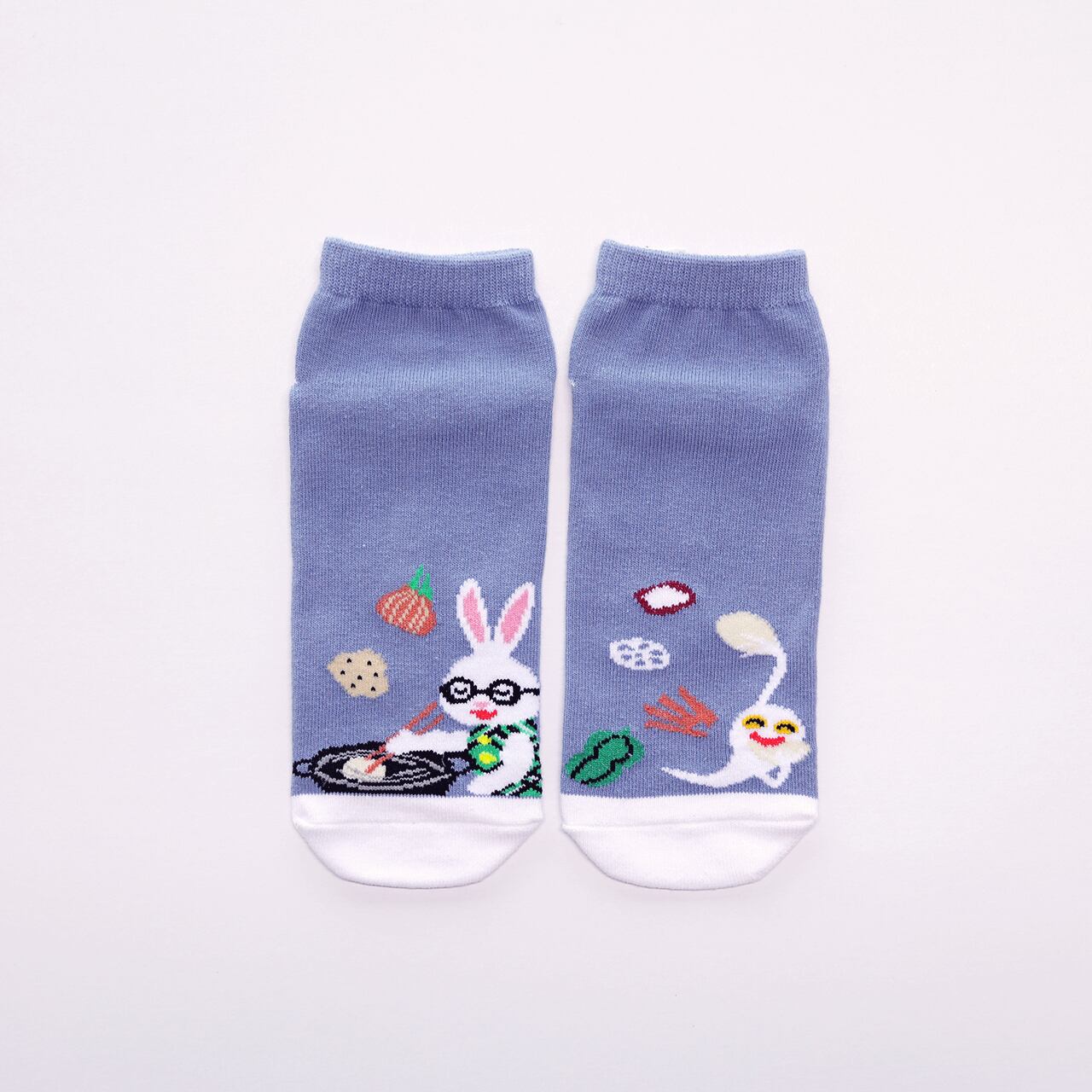 靴下 レディース ブルー おばけのてんぷら 絵本のくつした 親子の時間研究所store