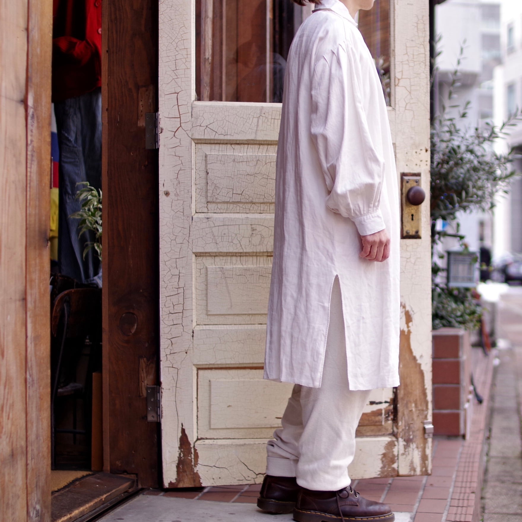 1930s Vintage Linen Grandpa Shirt #1 / ヴィンテージ リネン