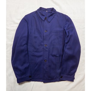 【1960s,Rare】"French Vintage" Blue Cotton Twill 4Buttons Work Jacket, Deadstock!!