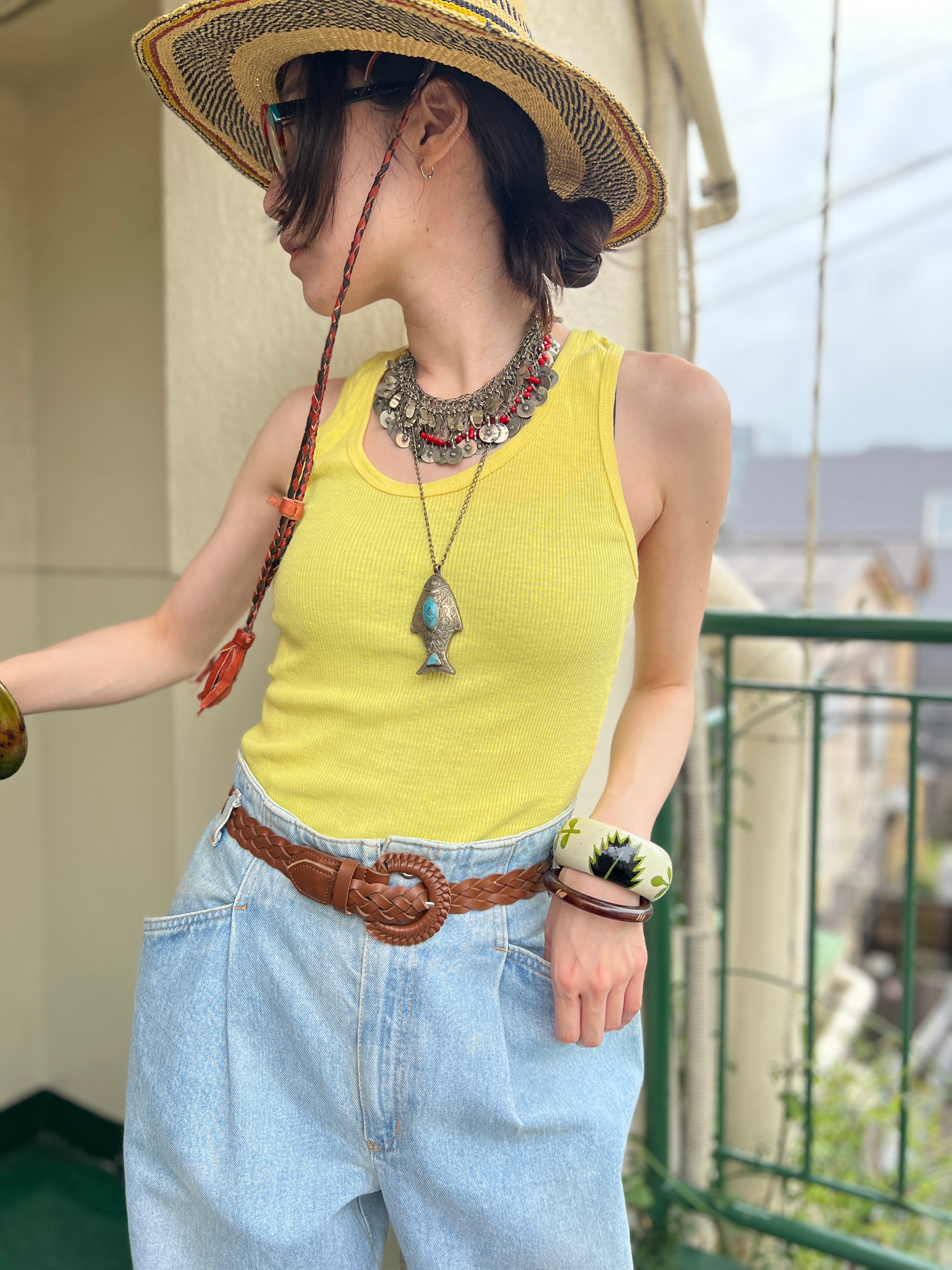 Vintage "U.S.A" yellow rib tank top
