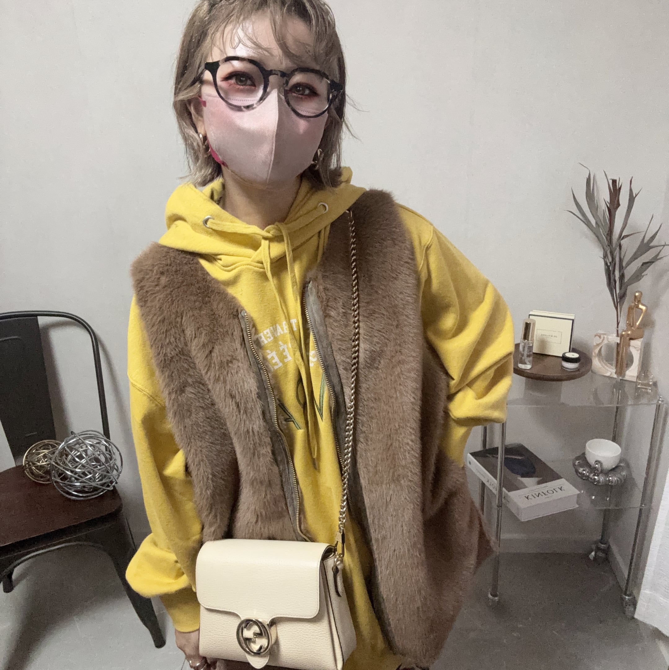 fur×suede reversible vest【Beige】