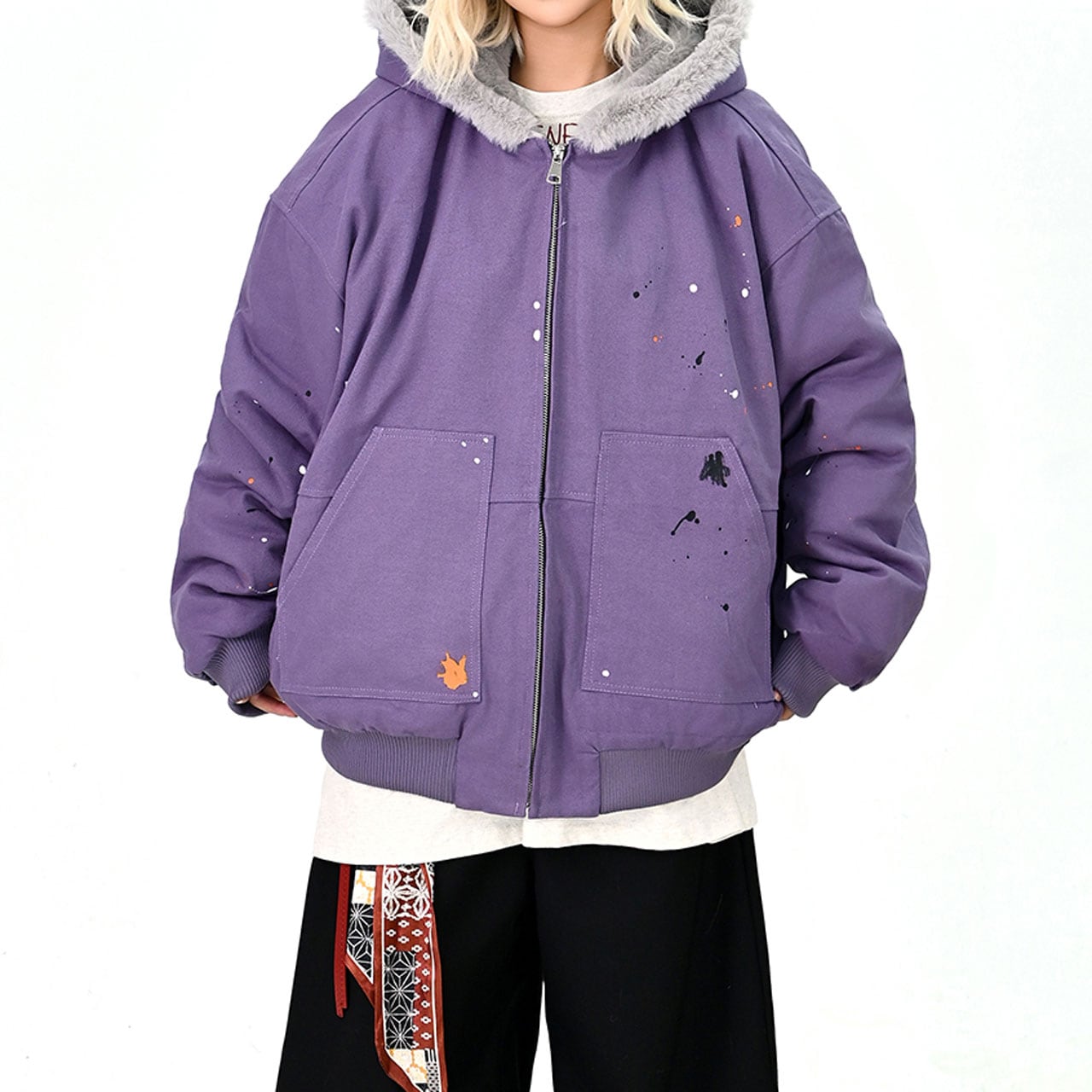 ペイントスプラッシュファーフーディブルゾン 2col R01245