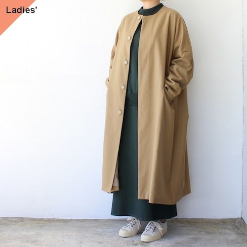 SETTO コットンウールノーカラーコート PORTE COAT　（Beige）