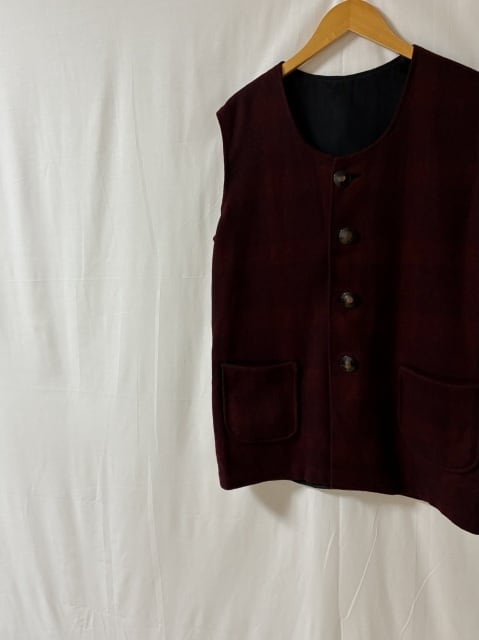 1980's Woven Check Pattern Crew Neck Vest