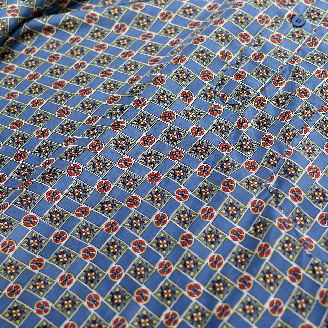 Retro pattern silk polo shirt