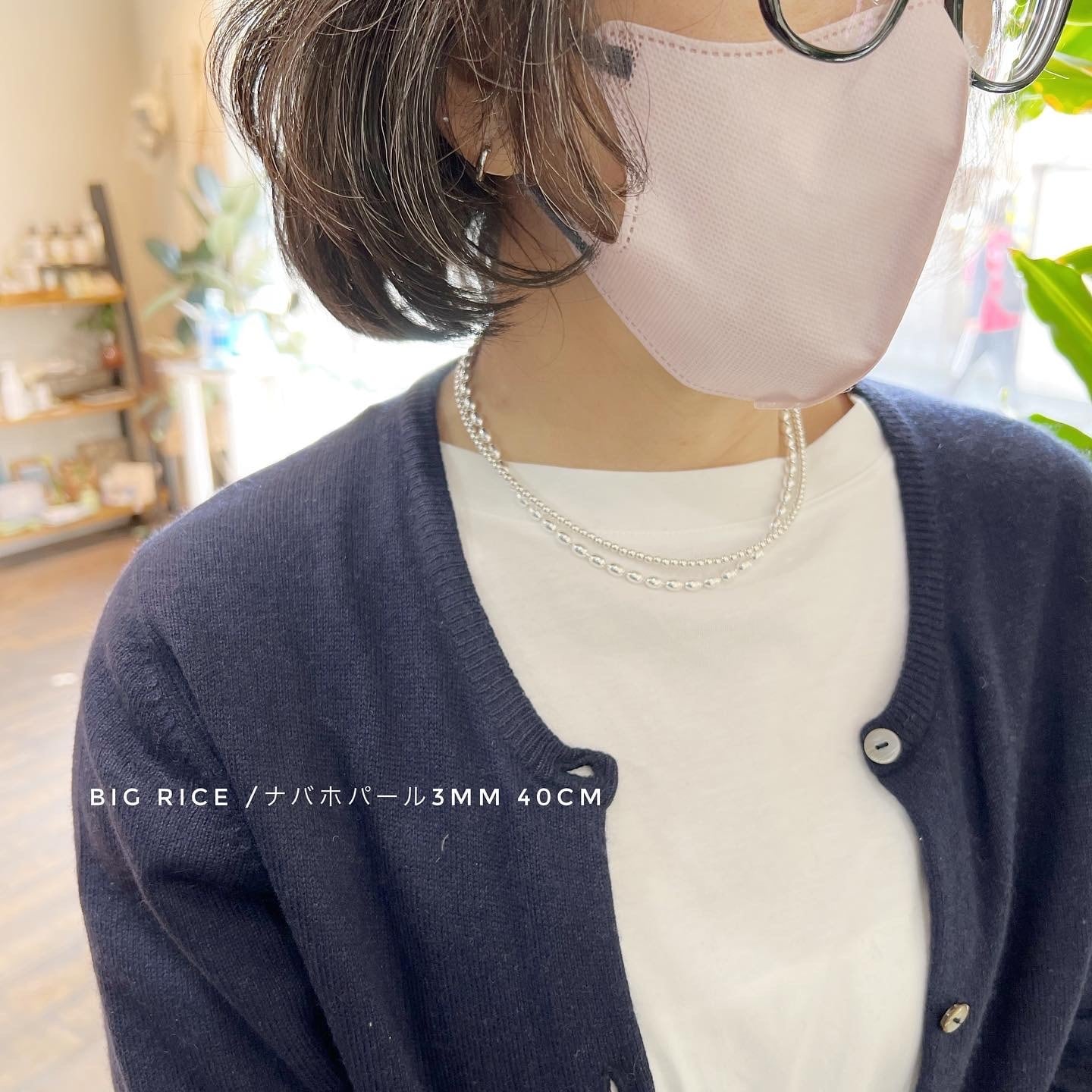 ナバホパール ネックレス 丸玉 3mm 40cm シャイニー《Indian ナバホパール ネックレス 丸玉 3mm 40cm シャイニー《Indian