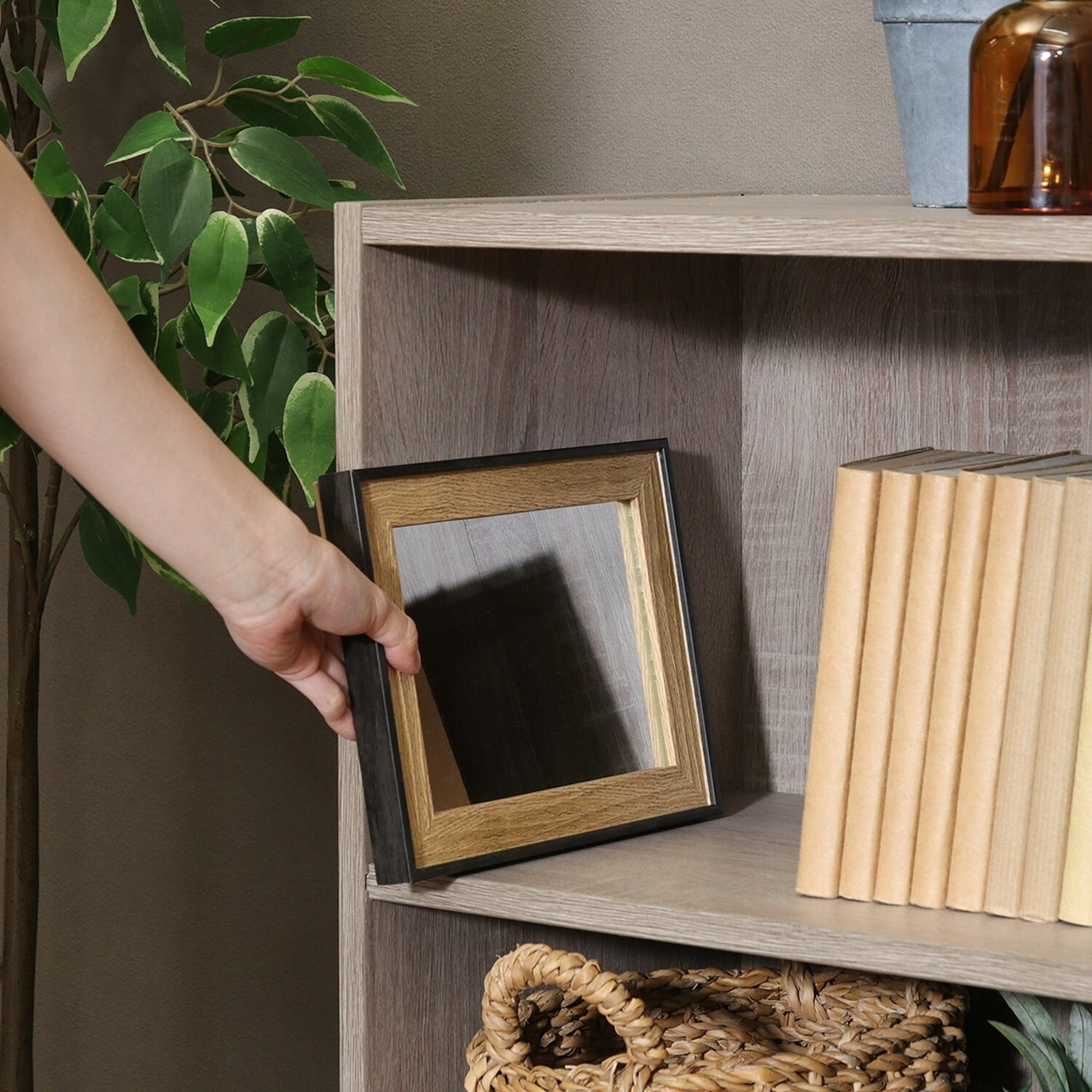 卓上ミラー ナチュラル フォトフレーム インテリア モダン 木目調 折りたたみ コンパクト ミラー 鏡 北欧  ( G0005 )