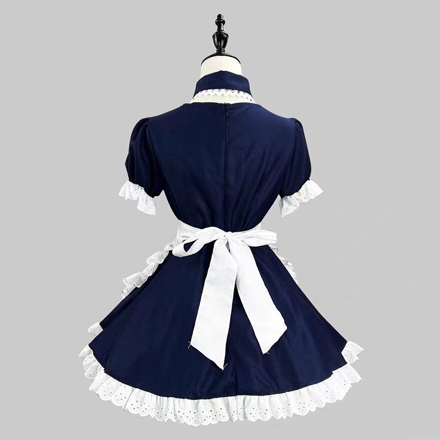 メイド服 ワンピース エプロン カチューシャ ネックカバー 4点セット