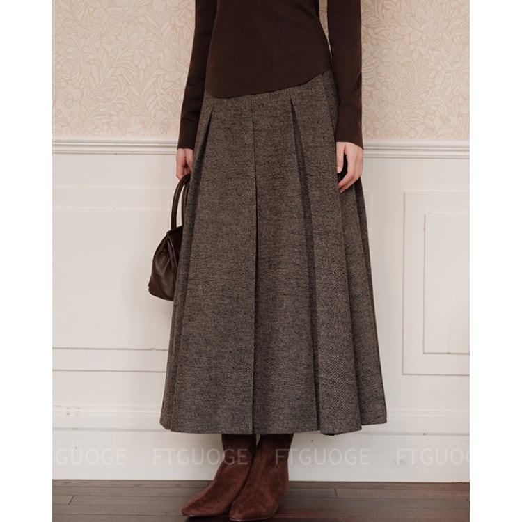 プリーツ ミモレ丈 フレアスカート YH9890