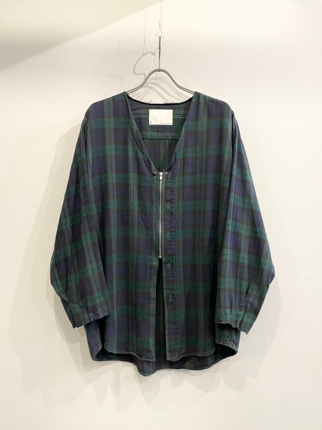 TrAnsference zip flannel check shirt cardigan