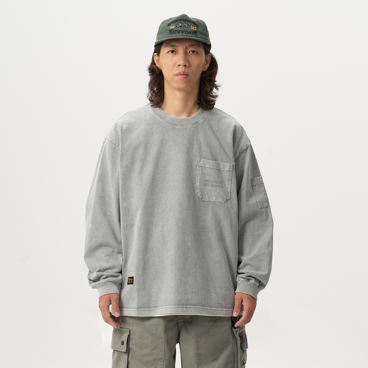 MIDUPDATE RETURN TO BASE Fade Military Long Tee （リターン トゥ ベース フェードミリタリーロンT）