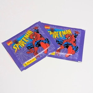 ☆送料無料!☆ VINTAGE 1995【 Spider-Man / スパイダーマン 】スパイダーマン クロモス アデシボス(Cromos Adhesivos)/ トレーディングステッカー 単品 (1個=4STICKER入)〚アメリカン雑貨 アメトイ〛