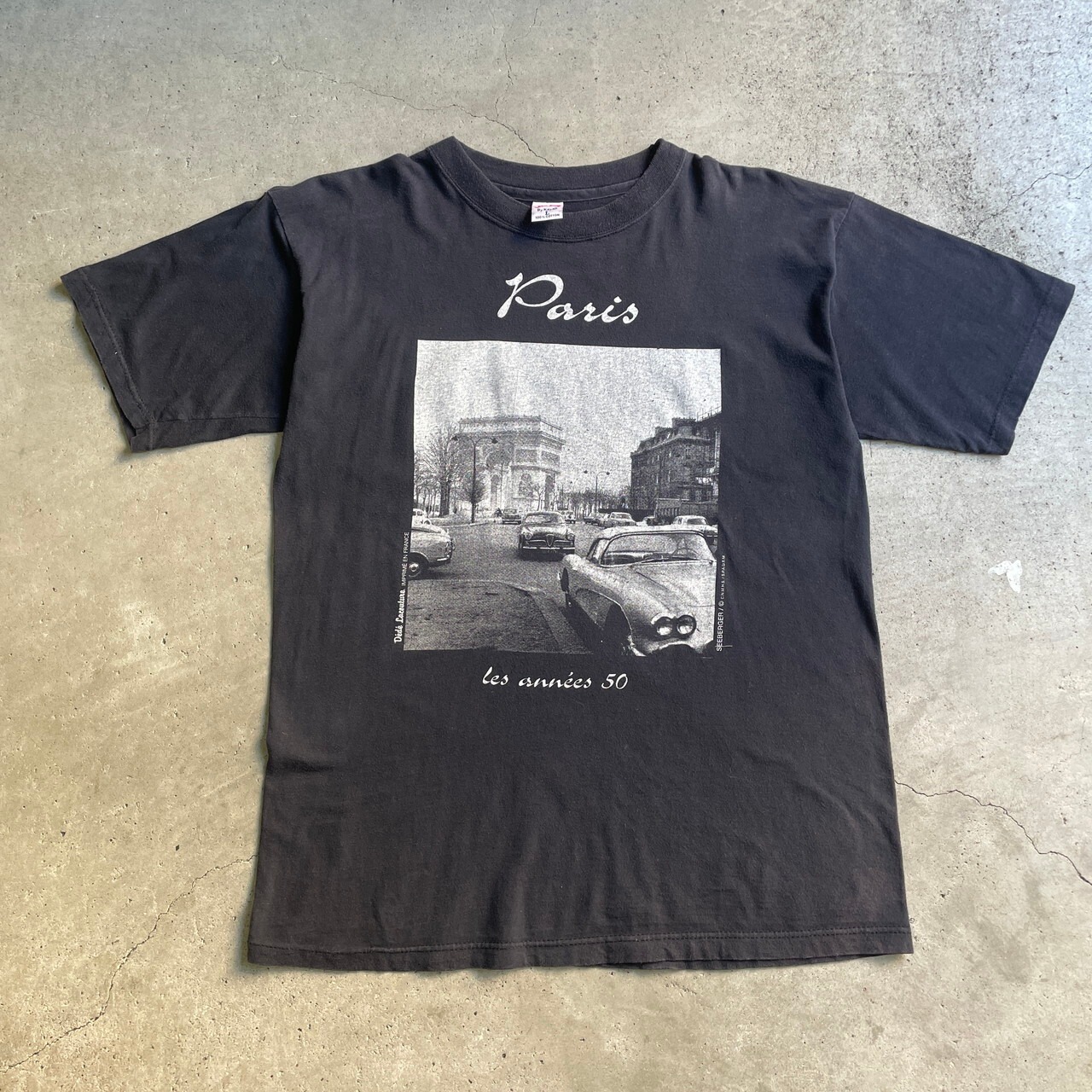 90年代 Paris パリ 凱旋門 フォトプリントTシャツ メンズL 古着 90s 