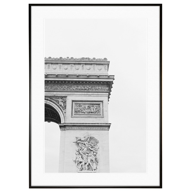 冬写真 フランス パリ 冬のエトワール凱旋門 インテリア モノクロアートポスター額装 AS1125