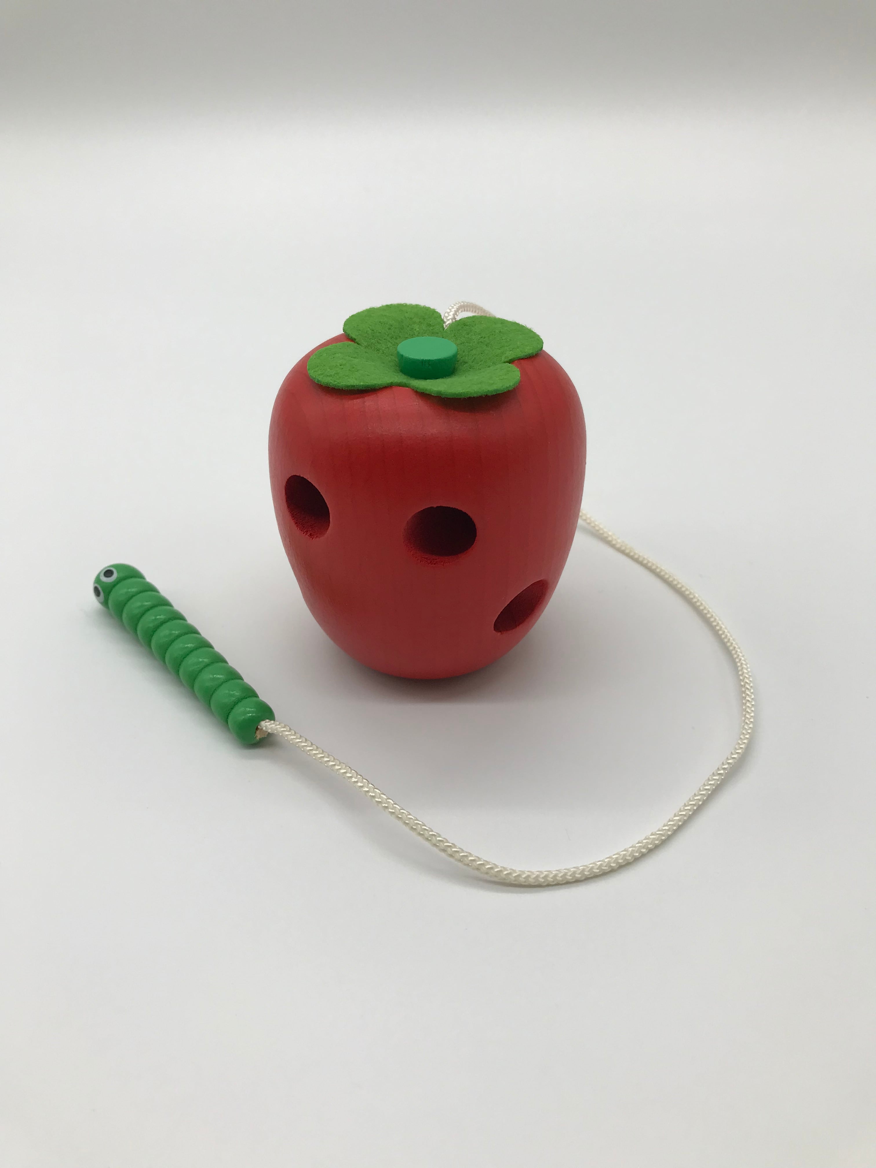 横向き林檎 TOEZ．G 木製ひも通し～りんごと青虫～ | Babypark Onlinestore