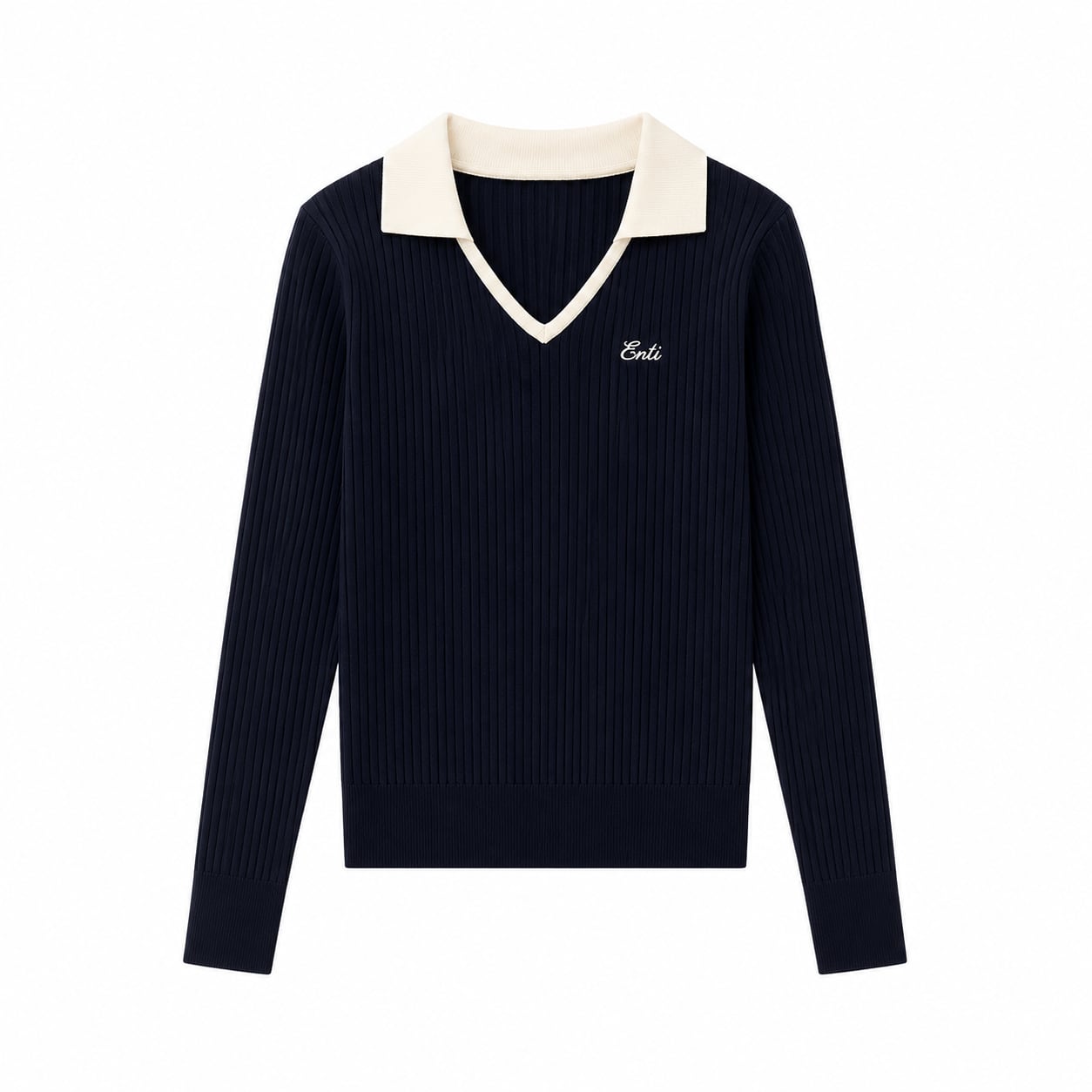 TRIM COLLAR KNIT (NAVY)