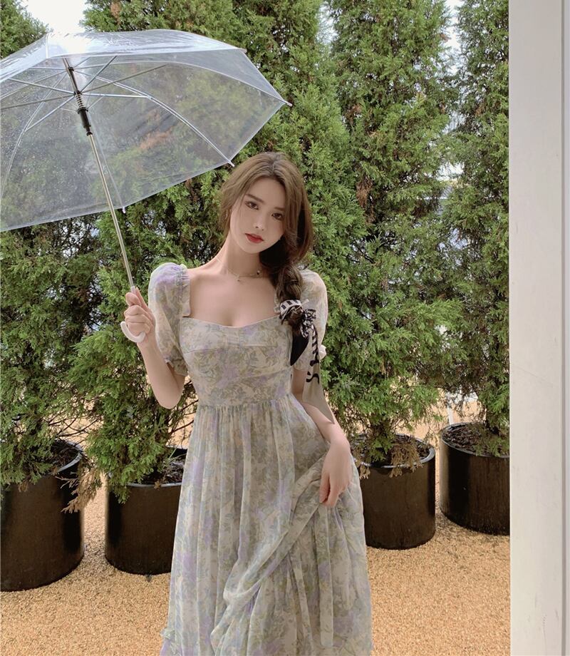 スタイルシフォンフローラルドレス サマースカート ウェスト レース 大人ガーリー スウィート キュート カジュアル 夏物 花柄 ブラックストロベリース30617163281