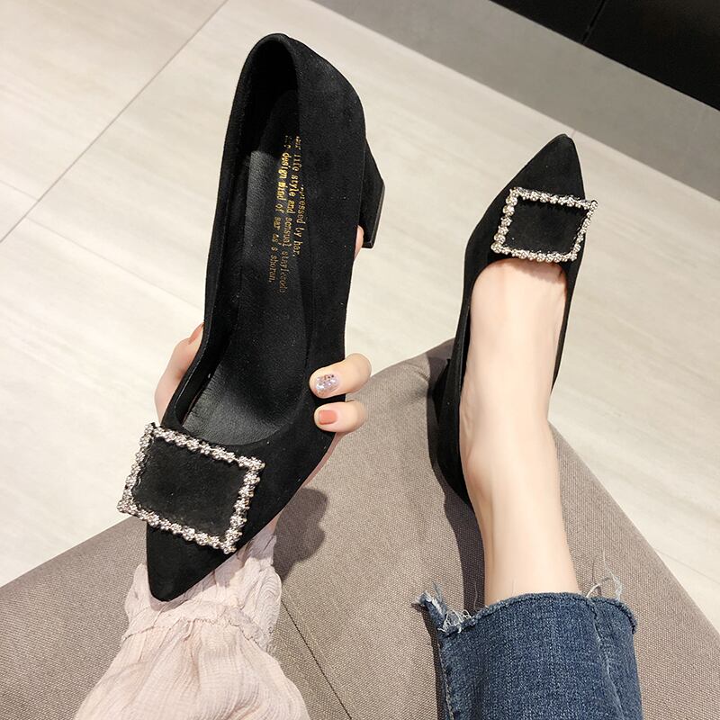 シングルサマーバックルブラックヒール 靴 シューズ ハイヒール 夏物 スクウェア 部族の婦人靴8684669