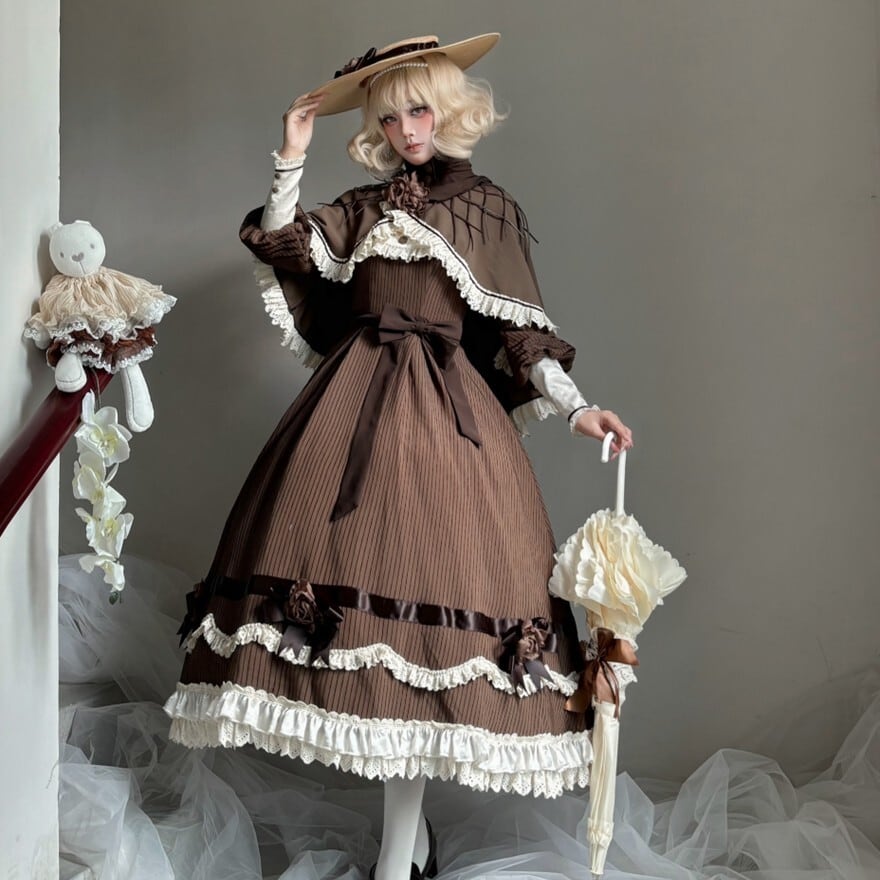 予約商品 】 クラシカルロリィタ ケープ レトロ ピンストライプ お茶会