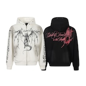 VINTAGE ストリート ドラゴンウイング グラフィック ジップパーカー T2253