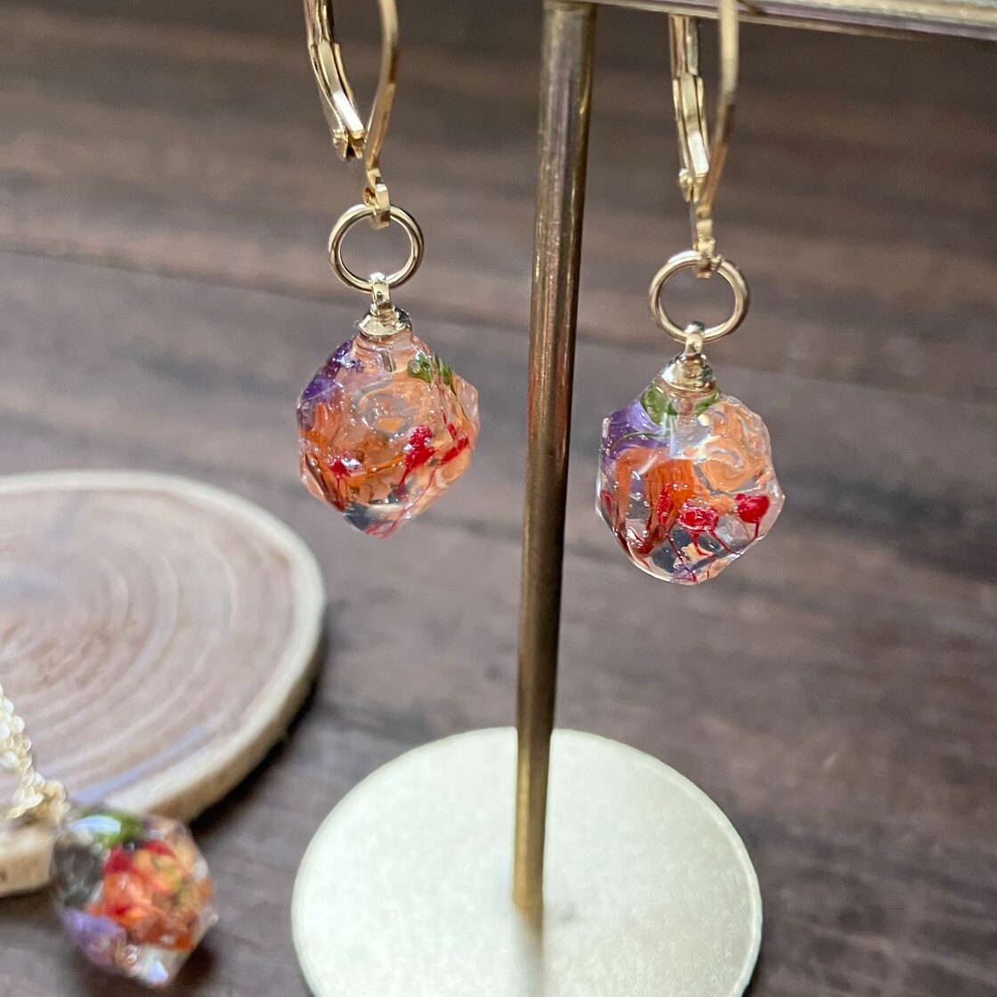 小さな鉱石ピアス&ネックレス 秋色花鉱石 | Pay ID