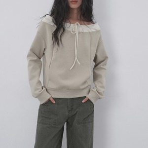 off-shoulder drawstring sweatshirt　J00312