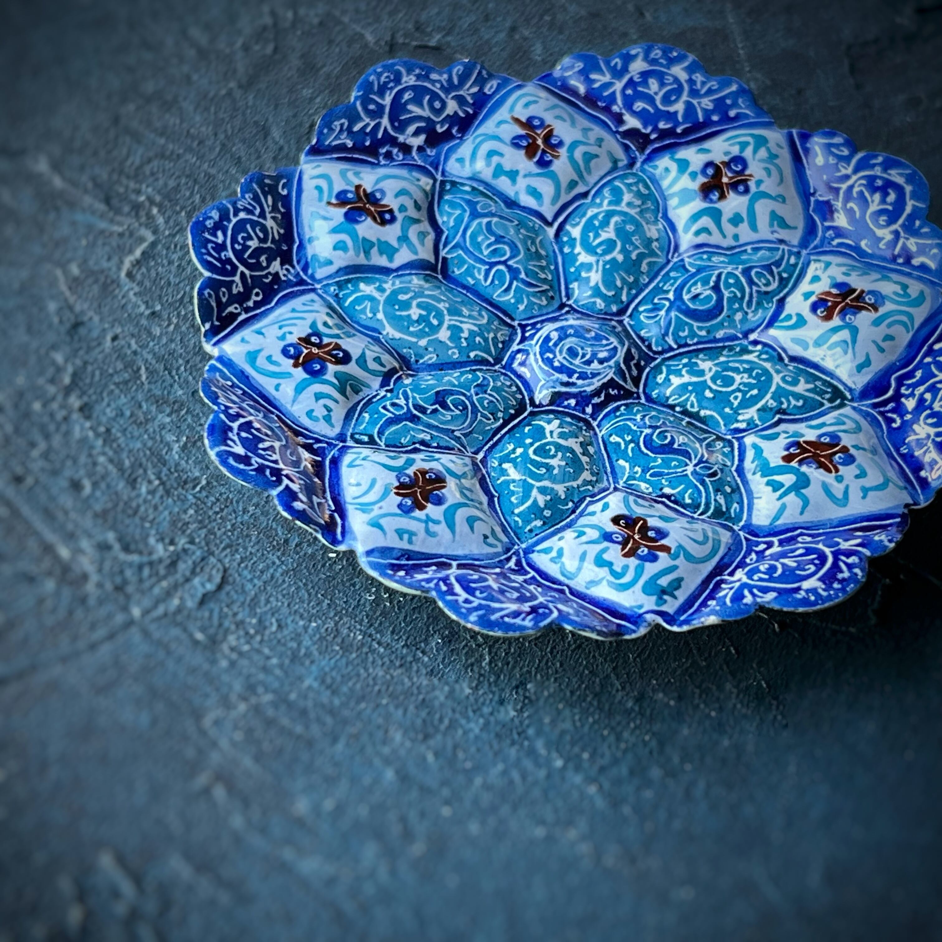 ペルシャの飾り皿（ミーナーカーリー）9cm アクセサリートレイ【MINA