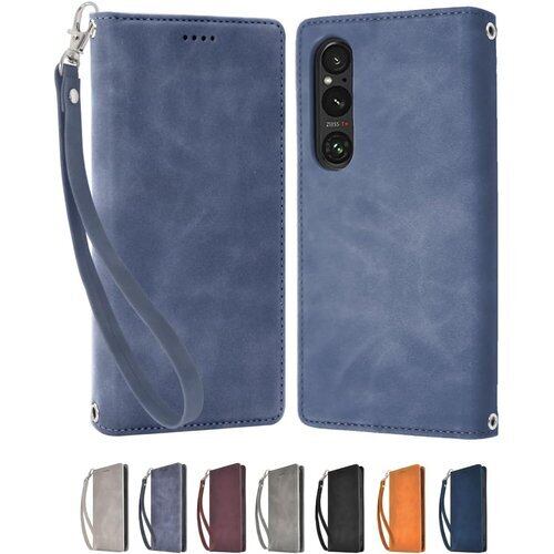 シズカウィル Xperia 1 v SO-51D SOG10 ケース カバー 手帳型 アイファンデ2 ブルー 1個入り 1942