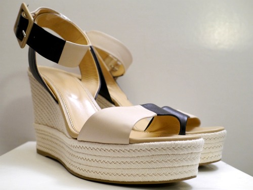 展示品10万★SergioRossi セルジオロッシ エスパドリーユ バイカラー アンクルストラップ ウエッジソール サンダル38◆ 春夏の主役アイテム
