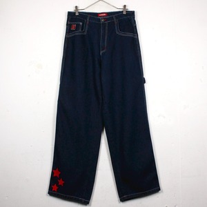 【Caka act2】"EXCO" Embroidery Design Buggy Painter Denim Pants