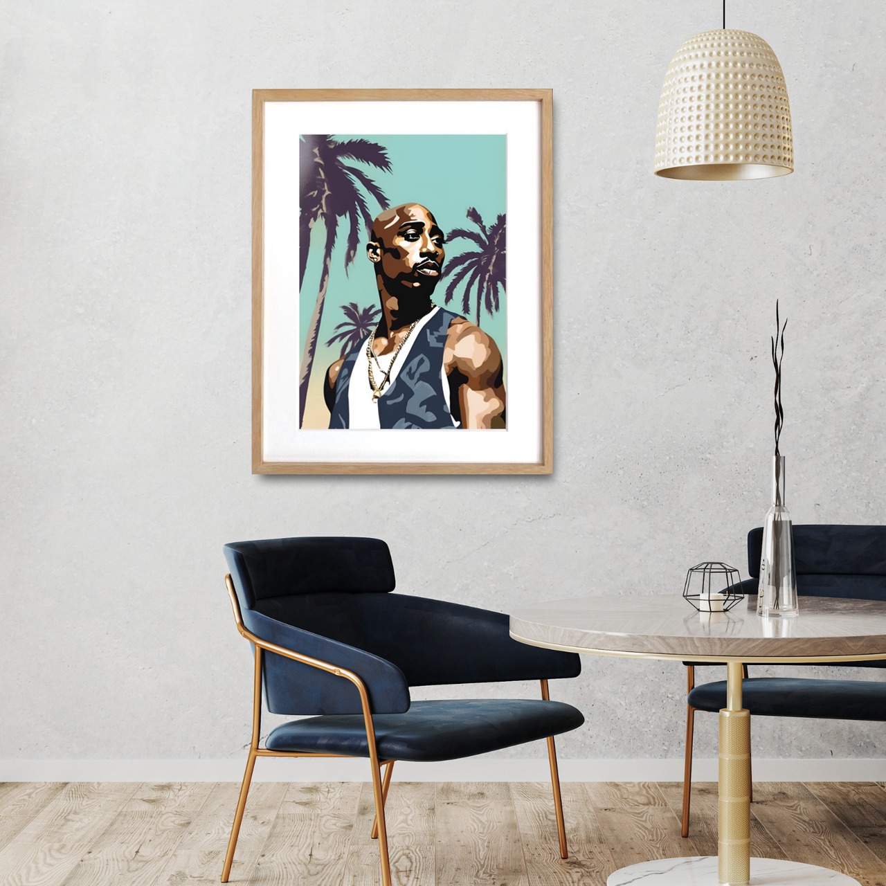 California Love Ⅱ｜2Pacをオマージュしたウェストコーストアート｜ヒップホップ好き必見の一点｜額縁付きA3ポスター