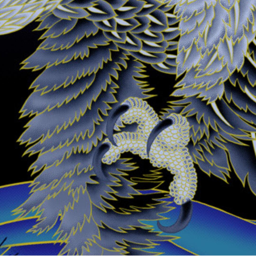 キャンバスアート】波に鯉鷹文/ Carp and Hawk with Waves