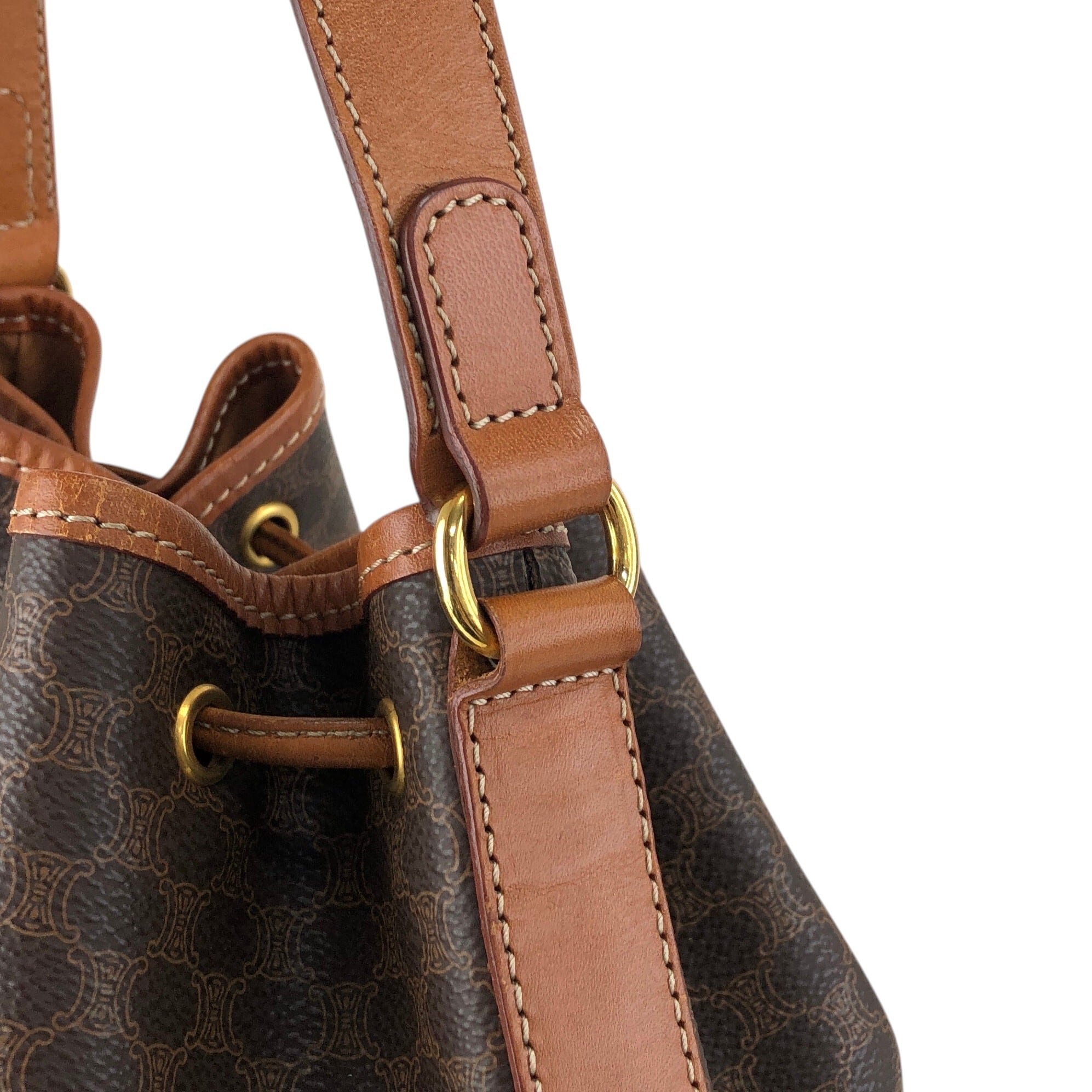 CELINE セリーヌ マカダム ショルダーバッグ ブラウン ブラゾン型押し