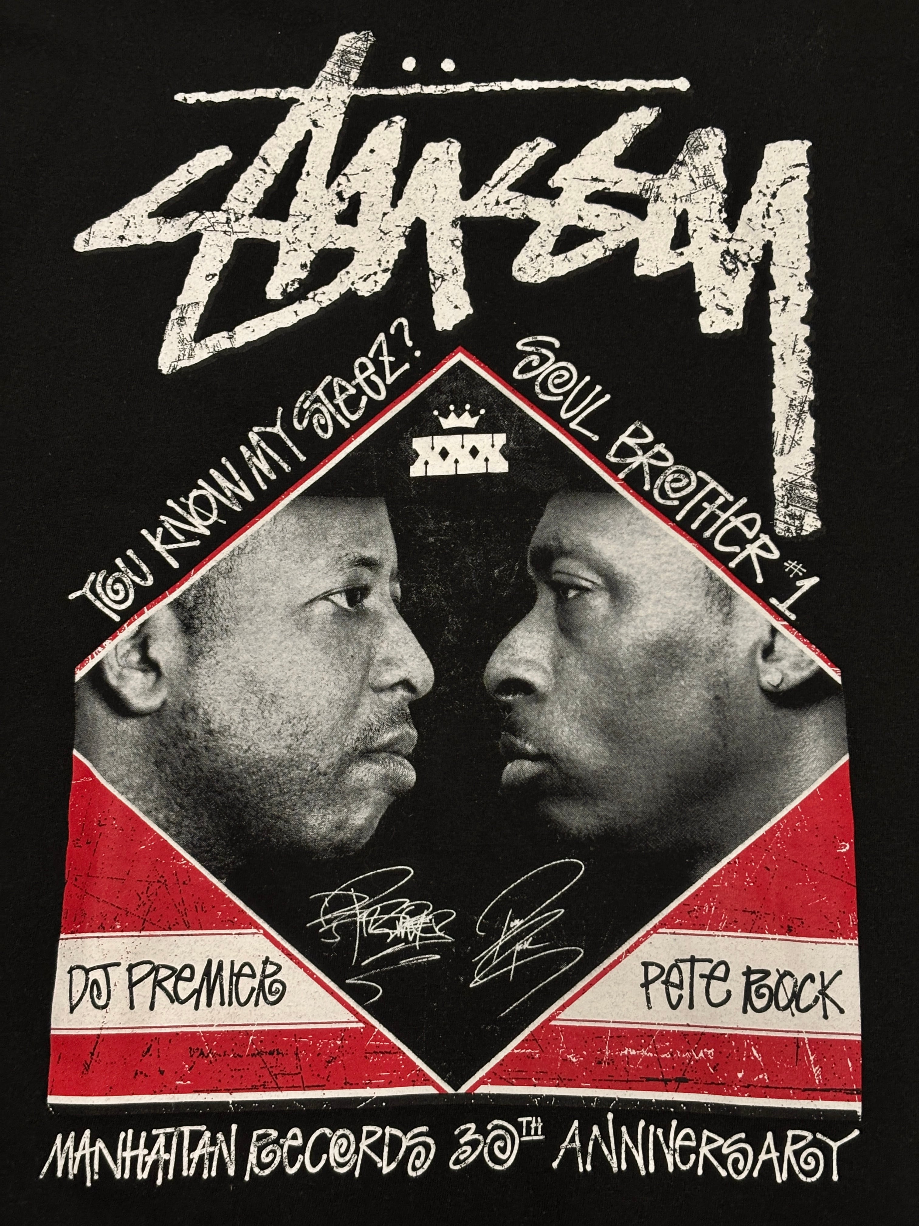 10s STUSSY×Manhattan Records/DJ PREMIER vs PETE ROCK Tee/L/30周年