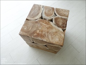 無垢 チークブロックスツールNW 椅子 イス ベンチ チェア ナチュラル 手作り家具 チェア 銘木 無垢材家具 ハンドメイド 40x40cm