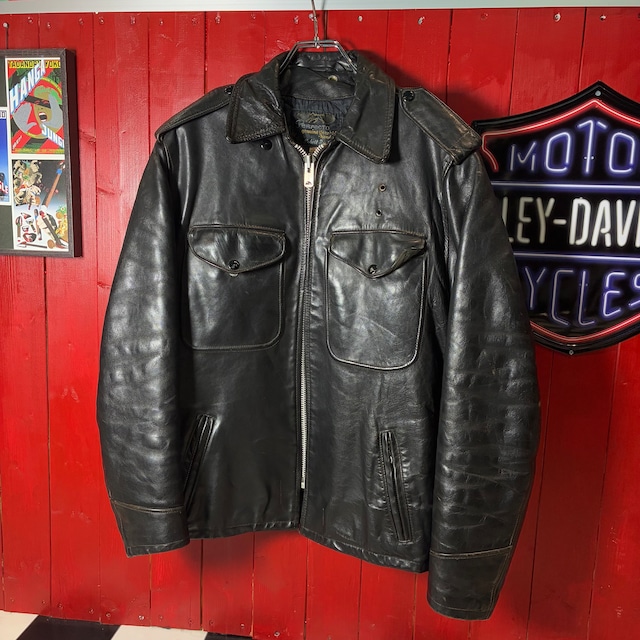 60s Schott 本革ポリスマンジャケット　レザージャケット　サボテンタグ　ヴィンテージ　ショット