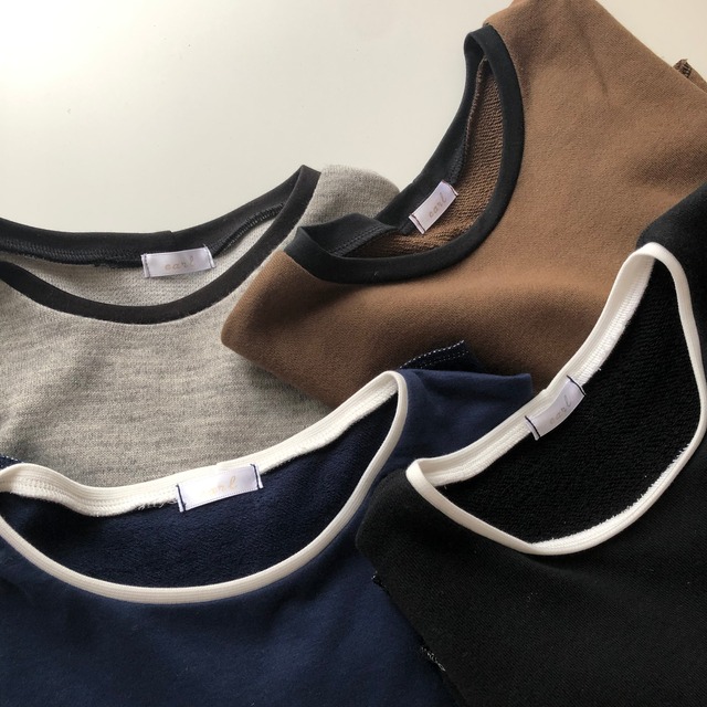 【綿100%】バイカラー カジュアルプルオーバートレーナー トップス｜ブラック｜画像12