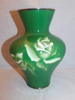 七宝薔薇花器(安藤　製) cloisonné enamel vase (Andou)