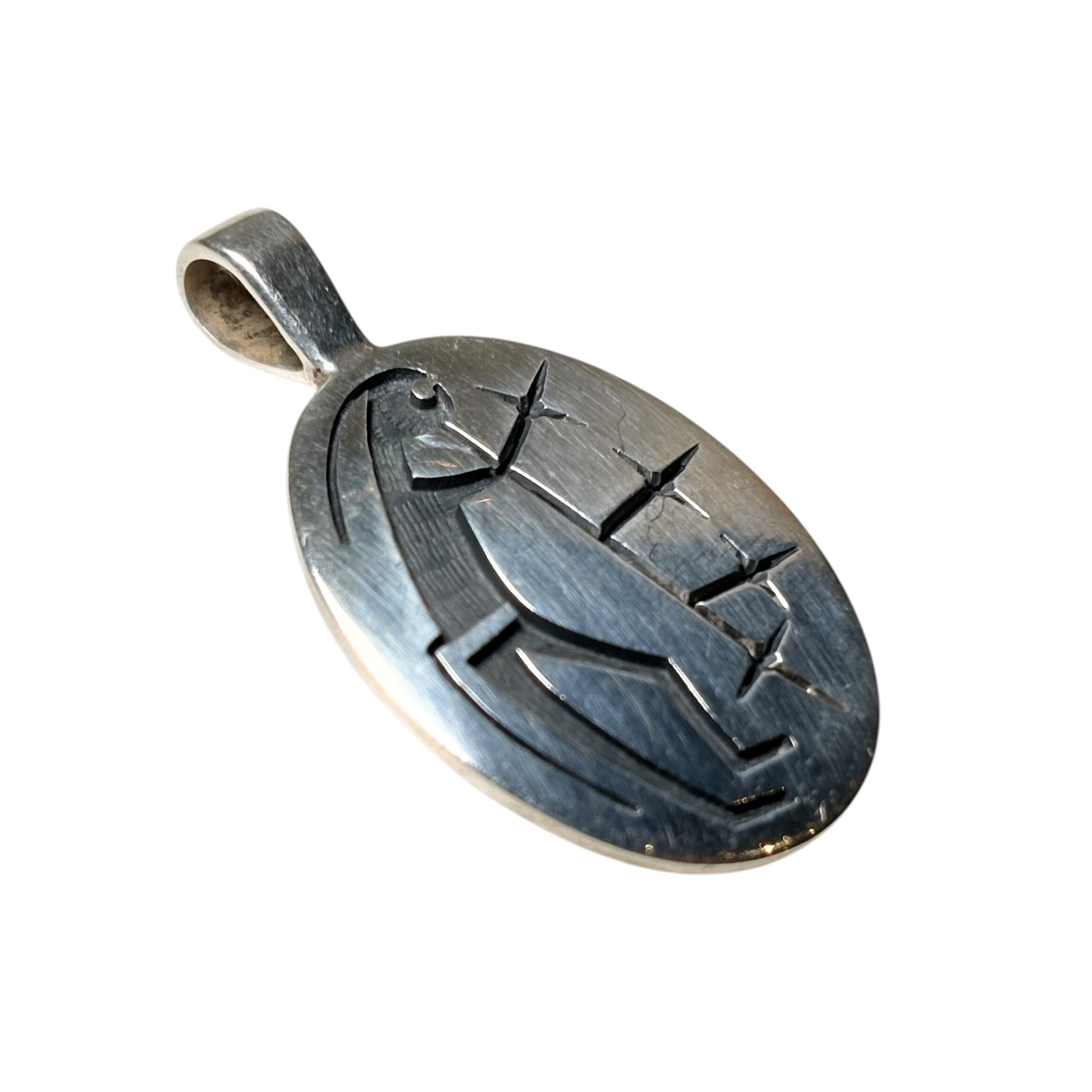 Hopi ホピ リバーシブルオーバーレイ ペンダントトップ Hopi Ricky Coochwytewa silver overlay pendant “Starblowers” | NOIR