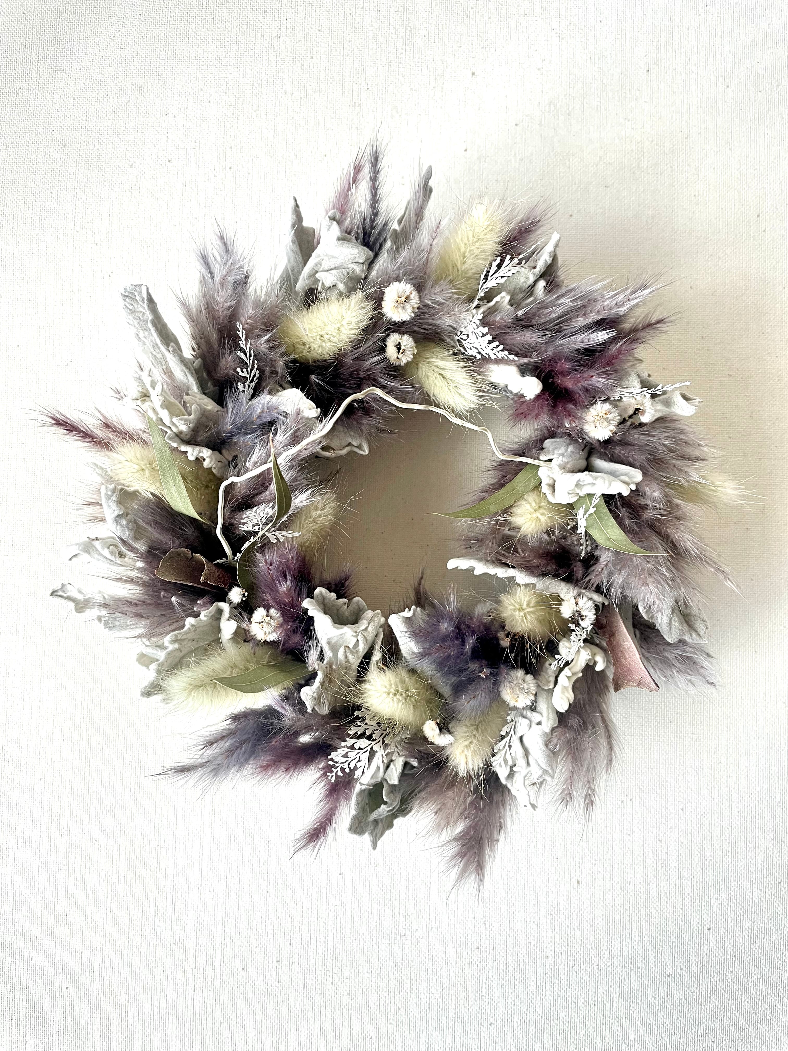 紫陽花と瑠璃玉ちゃんと花々のリース 瑠璃玉薊と紫陽花のミニリース | 後藤庭店