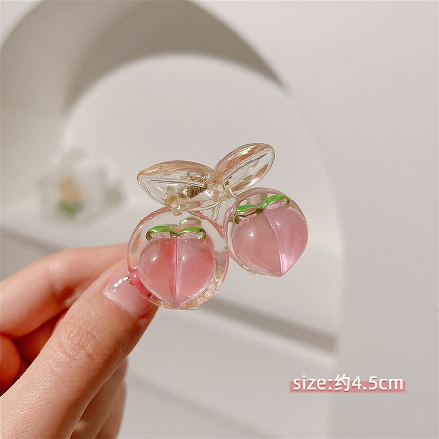 送料無料 透明アクリル甘い桃の髪の爪ヘアクリップカチューシャ