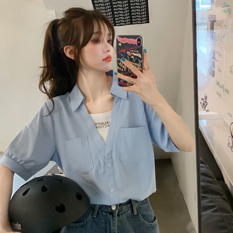 ブルーシャツ サマー薄手トップス 夏物 スーパーモール94741229304