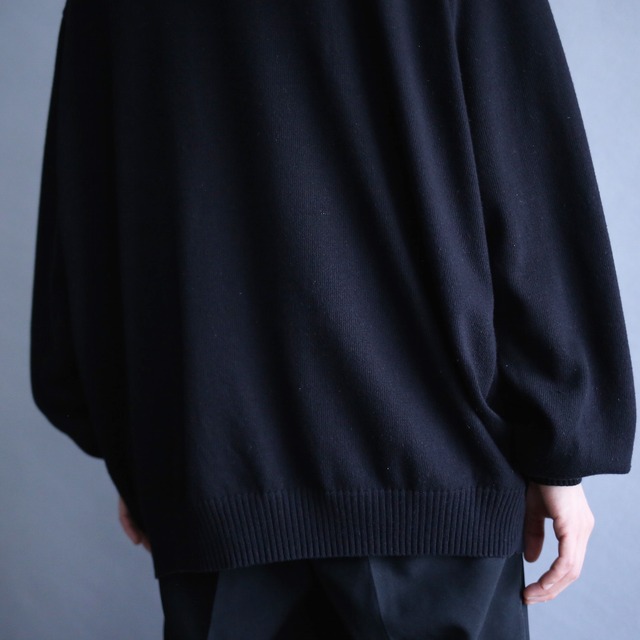 diamond motif and 3d line knit pattern loose sweater