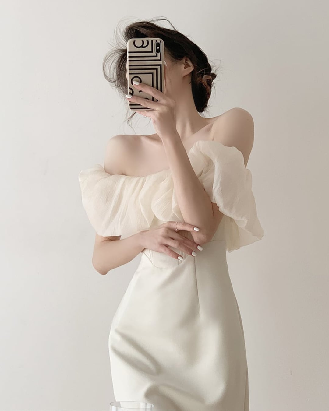 シフォンオフショルダードレス S24232