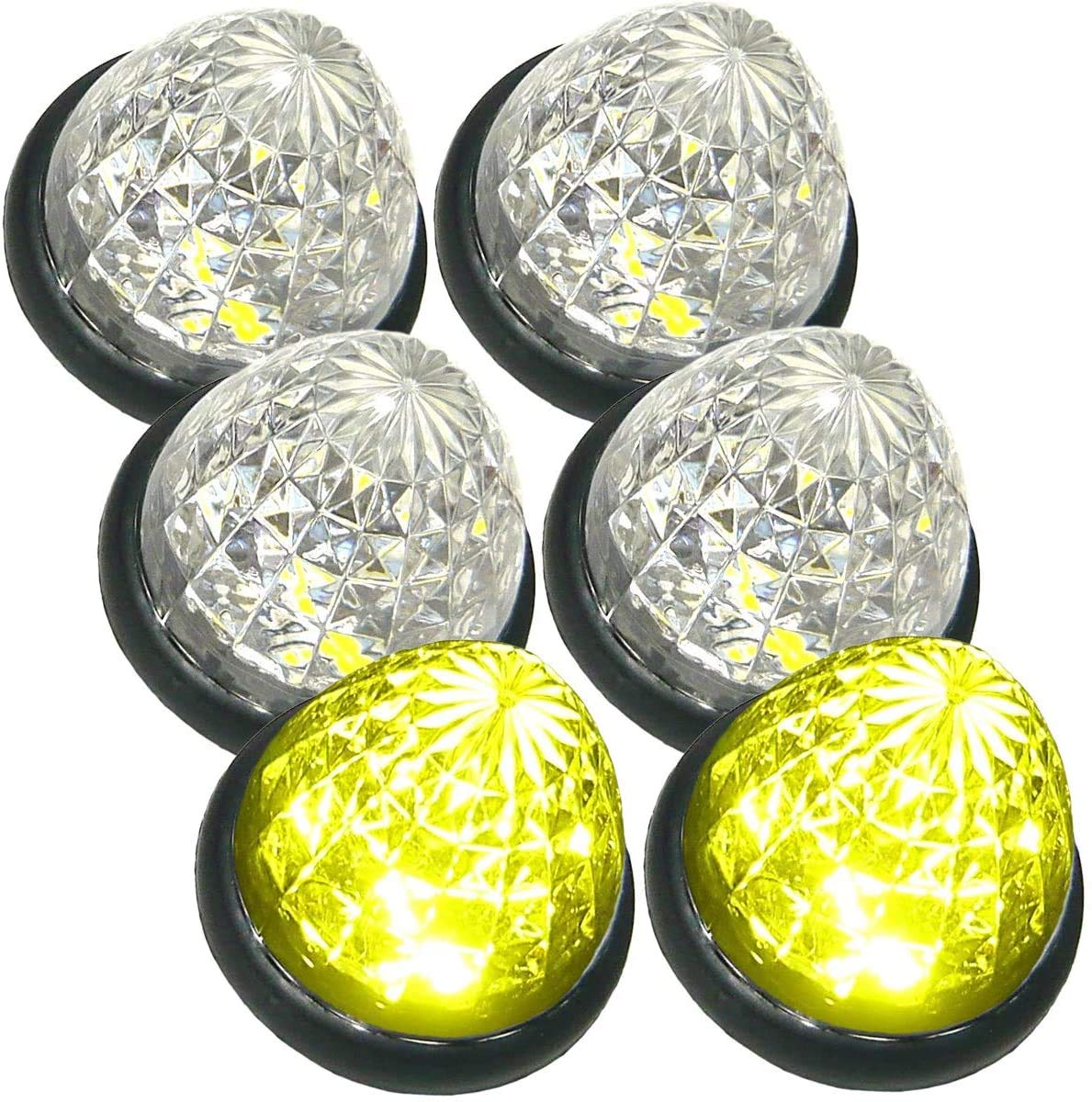 Customize(カスタマイズ) トラック用 マーカーランプ LED サイド マーカー 16LED 24V 用 クリアレンズ 6個セット (イエロー 特注色)