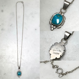 Marie Bahe silver pendant necklace set with turquoise
