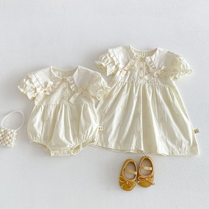 【BABY&KID】夏作お揃い姉妹服リボン付きロンパースORワンピース