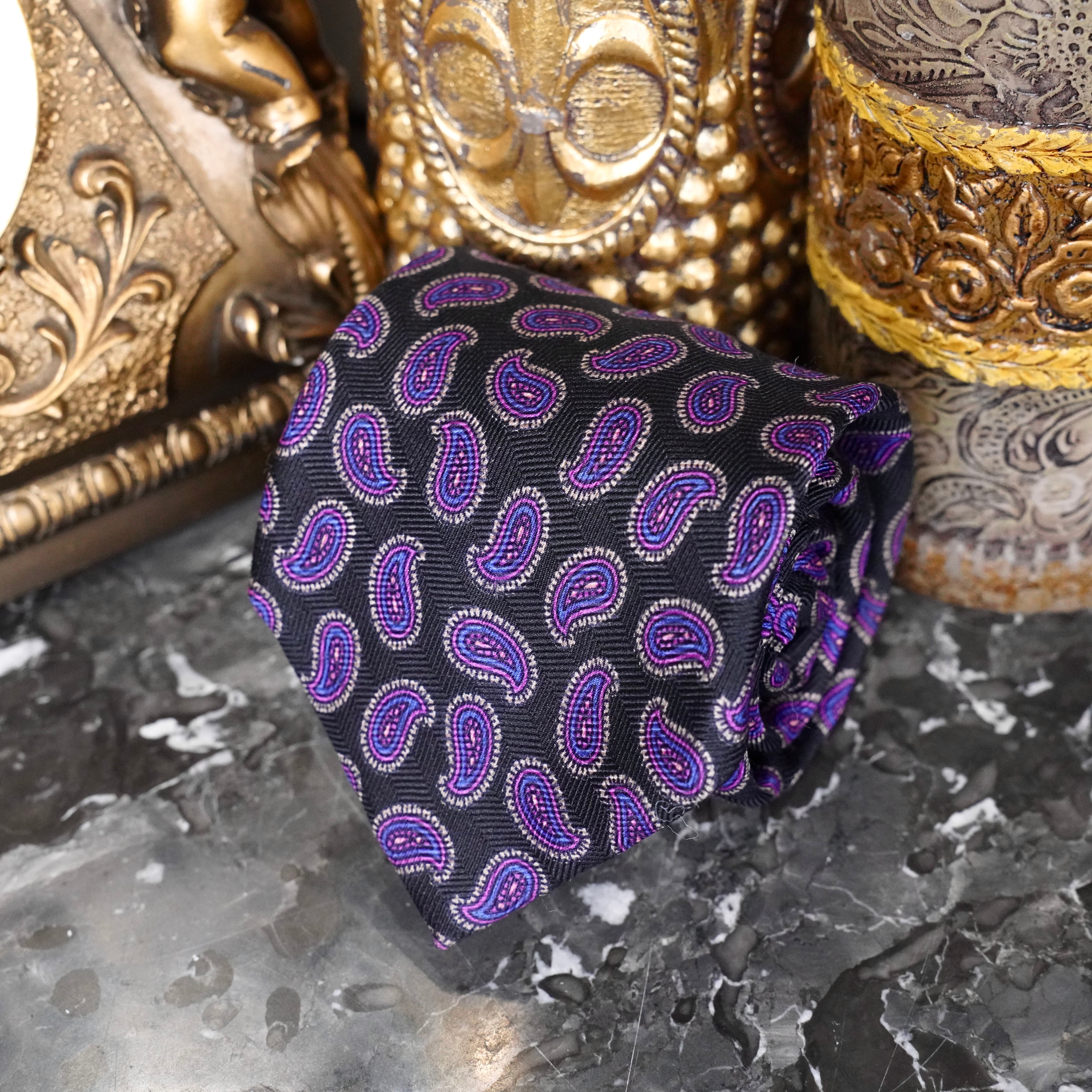 80's〜90's USA VINTAGE SAVILE ROW PAISLEY PATTERNED SILK TIE/80