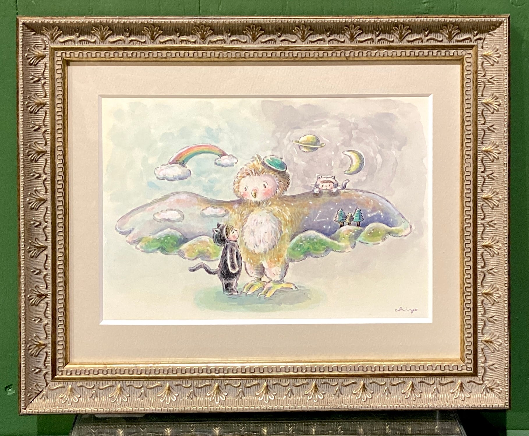 とりたちの館 大場正男 額入り 大場正男 「とりたちの館」 73/200